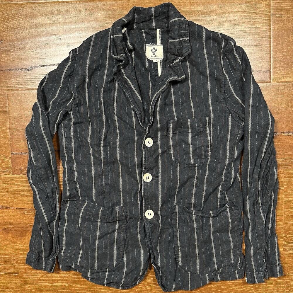 Bsbee Blazer Womens S Black Stripe Linen Cotton Mad In Italy City Chic Designer